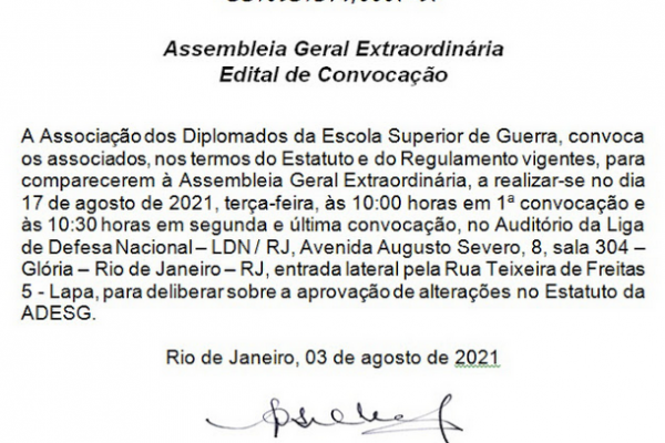 EDITAL DE CONVOCAÇÃO – ASSEMBLEIA GERAL EXTRAORDINÁRIA